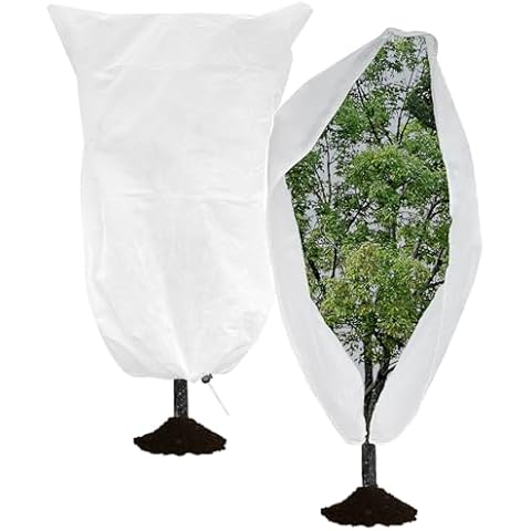 BKDMZZMY Plant Covers Freeze Protection, 2 Pack 47.2 x 71 inch Reusable Shrub Tree Jacket Blankets, 2.5 oz/yd² Thickening Plant Covers for Winter Outdoor Frost Cover with Zipper Drawstring for Cold Cover