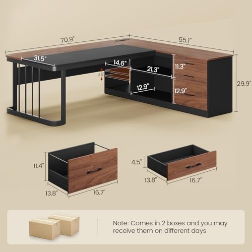 L shaped executive office desk