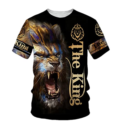 T-shirt lion 3D relief homme manches courtes col rond 4XL tissu léger de 108 cm