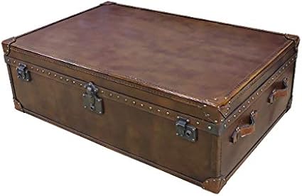 Amazon Co Jp トランクテーブル 本革仕様 ブラウン 約幅122 5 奥行79 5 高39 5cm ヴィンテージ風 ビンテージ風 アンティーク調 収納 家具 インテリア テーブル トランクコーヒーテーブル コーヒーテーブル センターテーブル ローテーブル おしゃれ レトロ 茶