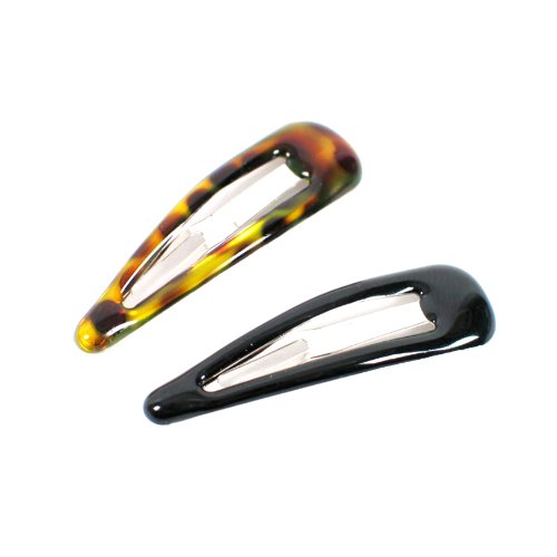 Vidal Sassoon Tortoise Shell and Black Enamel Contour Clips, Medium, 10 Count