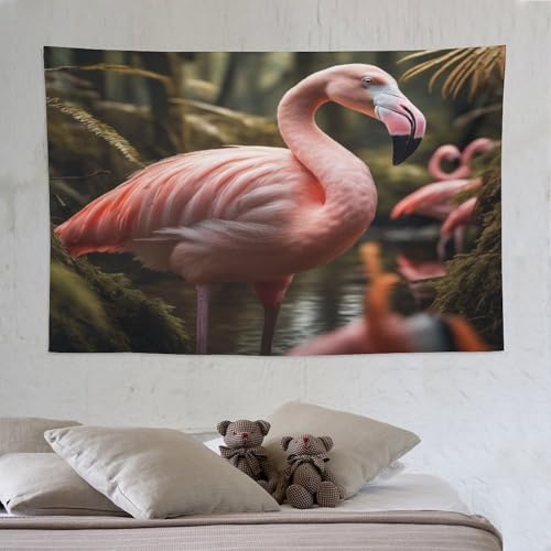 Tapisserie flamant de 150x230cm comme tenture décoration murale
