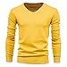 Produktbild GYSAFJ Baumwollpullover V-Ausschnitt Herren Pullover Einfarbig Herbst Slim Sweater Strickwaren, gelb, X-Groß