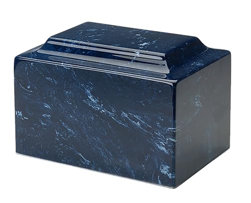 Custom Engraved Mackenzie Urn Vault - Up to Three Line of Custom Engraving Included. Six Different Custom Fonts to Choose from. Cultured Marble Adult Full Size urn. Navy color