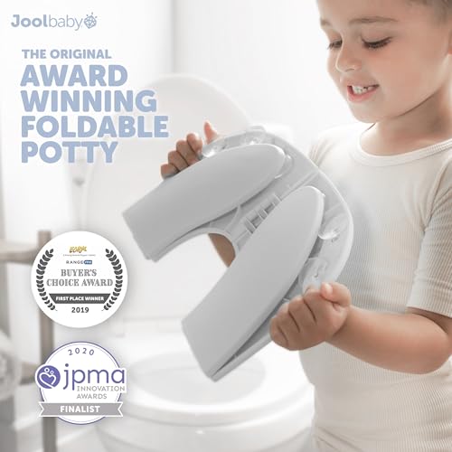 Image of Jool Baby Folding Travel Potty Training Seat for Toddlers, Fits Round & Oval Toilets, Non-Slip Suction Cups, Includes Free Travel Bag (Gray)