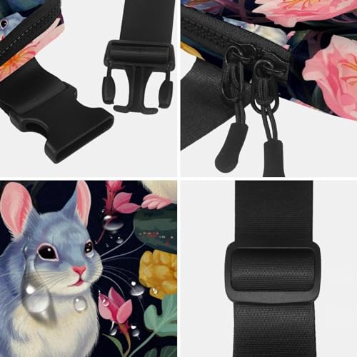 Cangurera cruzada Chinchilla multicolor grande con correa ajustable unisex 4