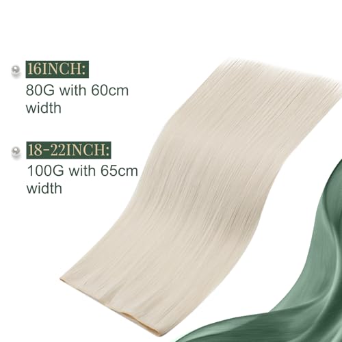 Image of Ugeat 18 Inch Butterfly Weft Hair Extensions Blonde Human Hair Butterfly Weft Extensions Platinum Blonde Butterfly Wefts Real Human Hair with Smooth and Silky 100G