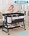 wayfong 3 in 1 Baby Bassine Crib with Breathable Mesh, Bassinet Bedside Sleeper with Wheels, Mosquito Net, Storage Basket, 6 Height Adjustable, Easy to Fold, Rocking Bassinet for Baby, Black