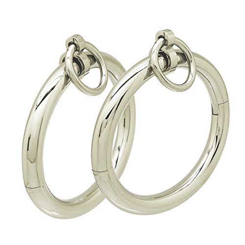 ACECHANNEL Stainless Steel Lockable Wrist Ankle Cuffs Removable O Ring (Ankle Cuffs 90mm)