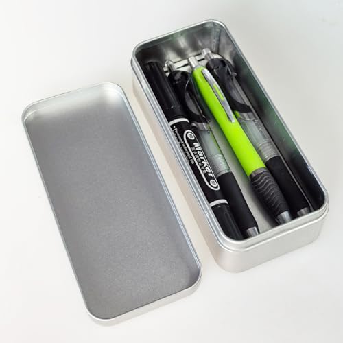 Image of 7 Pieces Rectangular Metal Empty Tins Containers, Silver