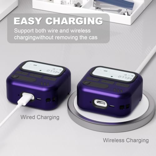 Image of for AirPods 4 Case with Safty Lock,Retro Inspired Pager Style (Purple)