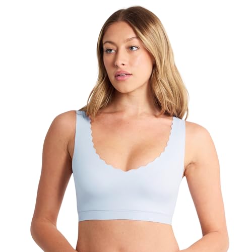 Image of Floatley Cozy Scalloped Bra Comfort Wirefree Full Coverage Seamless Bra with Embedded Pad for Women