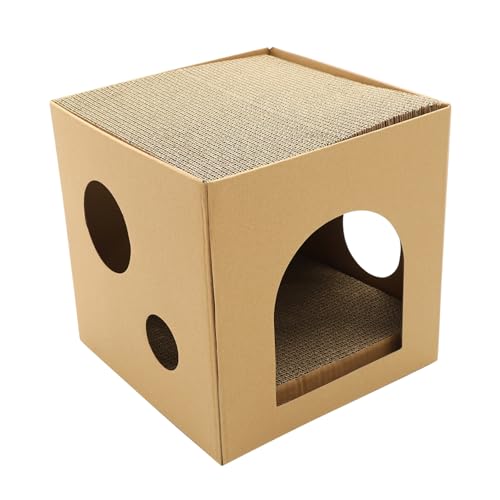 BUGUUYO Cat Cardboard Scratcher House Play House Durable Claw Grinding Lightweight Indoor Cat House for Outdoor and Indoor Use