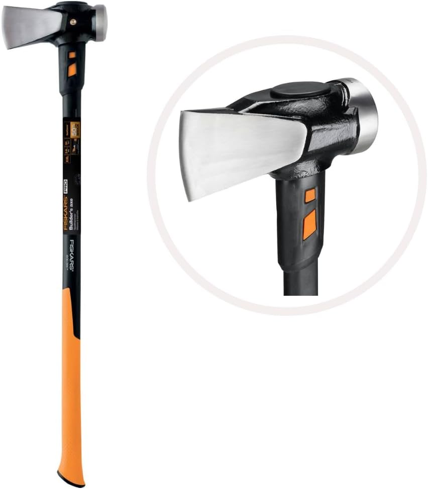 Fiskars IsoCore Builder’s axe, XXL, Length: 92 cm, Weight: 5.22 kg, Black/Orange, 1020220