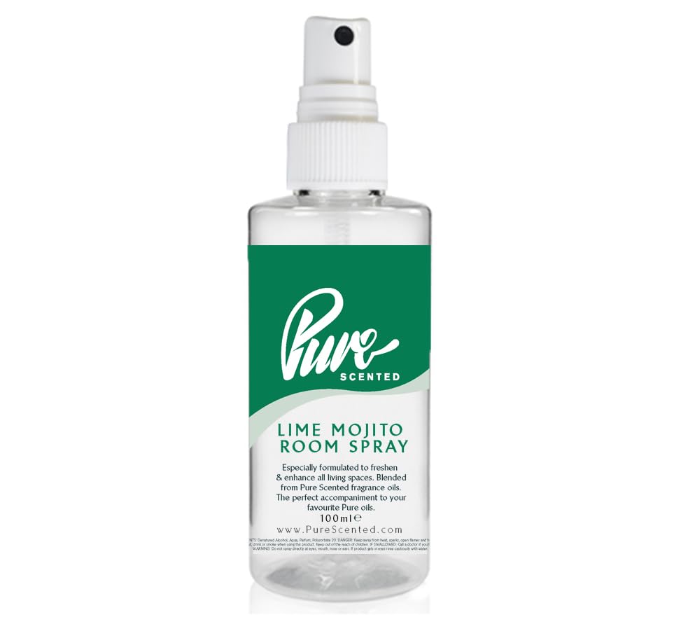 "Pure Scented 100ml Room & Fabric Sprays Suitable For Home, Car, Caravan, Work, Gym Bags, Odour Eliminators (1 x 100ml, Lime Mojito)"