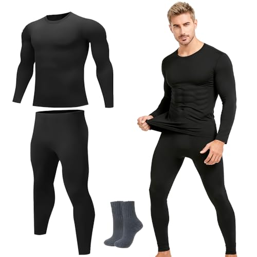 Listado de Ropa de Deportes de invierno para Hombre los mejores 5. 46 Ropa Termica Hombre Frio,Ropa Interior Térmica,Conjunto Playera Termico y Pantalon Termicos,Ropa Capa Base Invierno Hombre para Nieve o Esquiar,Conjunto Termico Frio Ultra...
