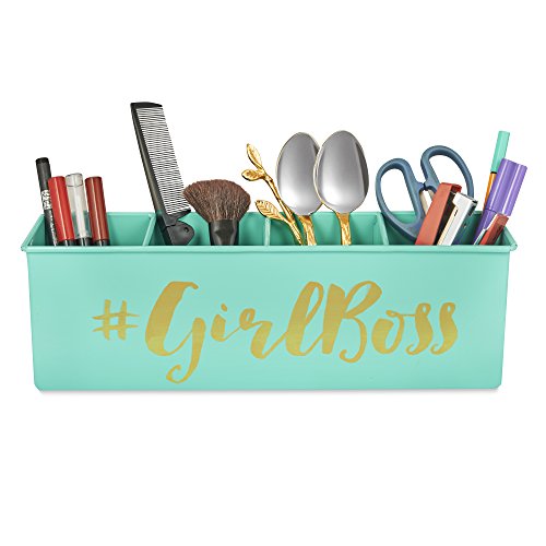 Elan Metal Girlboss Desk Organizer, 4 Compartments, Pen & Makeup Stand (Aqua) Elan Metal Girlboss Desk Organizer, 4 Compartments, Pen & Makeup Stand (Aqua)