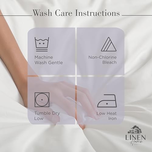 Image of Linen Home 100% Cotton Percale Sheets Twin XL Size, Prelude Purple, Deep Pocket, 3 Pieces Set- 1 Flat, 1 Fitted and 1 Pillowcase, Crisp Cool and Long Staple Strong Bed Linen
