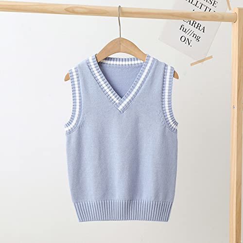 DINORMIN Boys Girls V Neck Knitted Sweater Vest Kids Uniform Knitwear Pullover Crochet Top Casual Vest2