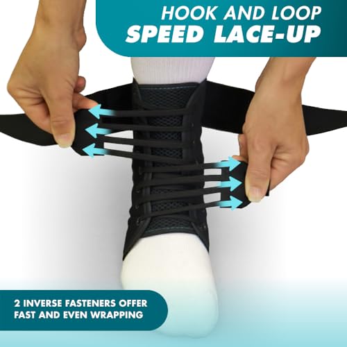 Image of Med Spec ASO Speed Lacer Ankle Stabilizer Brace Sprain Support Black XS