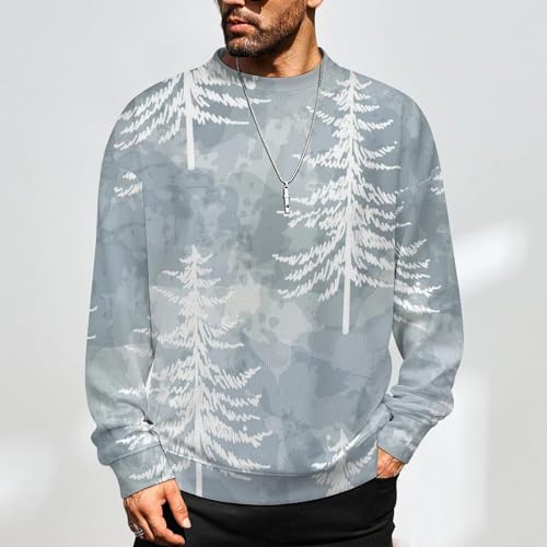 Mens Crewneck Sweater Christmas Silver Red Tree Crew Neck Sweater Long Sleeve Pullover Sweaters2