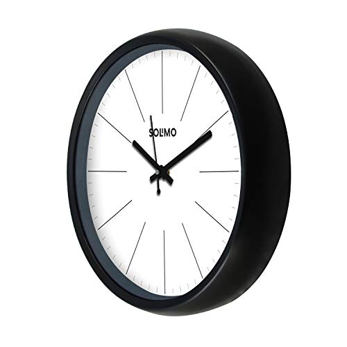 Image of Amazon Brand - Solimo Plastic Wall Clock - (12 Inch, Opulent White, Black, Silent Movement)