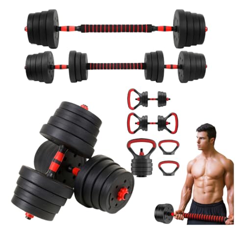 Conjunto de halteres e barra 15 kg | Kit para treinar em casa | B...