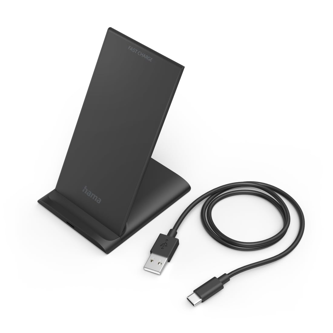 Hama | Bezprzewodowa ładowarka QI-FC10S (szybka ładowarka, 10 W, technologia Qi, kabel do ładowania USB-C) kolor czarny