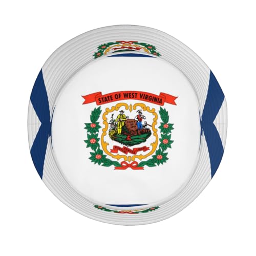 West Virginia Flag Adult Unisex Sunshade Bucket hat, Non-Shrinking, Lightweight, Breathable, Foldable, Easy to Store Black4