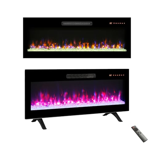 Innoflame 42" Electric Fireplace, 16 Adjustable Flames, Freestanding/Wall Mounted/Recessed, 1400W