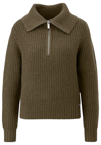 QS Damen 2153149 Pullover mit Troyer Kragen, Grün 7864, 36