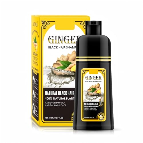 Ginger Black Semi-Permanent Hair Dye Shampoo, Instant 30-Day Color Matter, Completes in 5 Minutes - 500ml (Ginger Fragrance)
