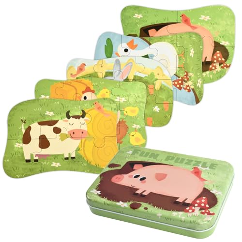 Puzzle Enfant 2 3 4 5 Ans, Puzzles en Bois pour Enfants,Jouet Puzzle pour Enfants, Jouet Puzzle en Carton Éducatif pour Garçons Filles 2-5 Ans (Animal)