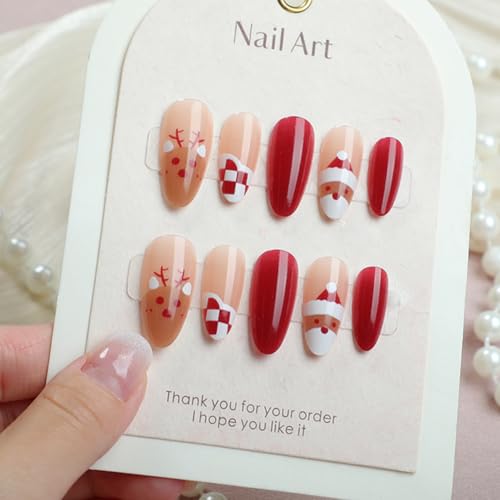 Christmas Press On Nails - Almond Shaped Press On...