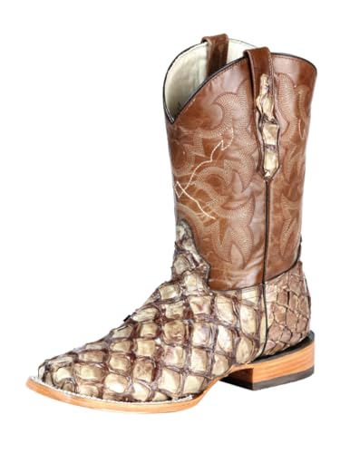El General Men's Exotic Cowboy Rodeo Boots Pirarucu Fish