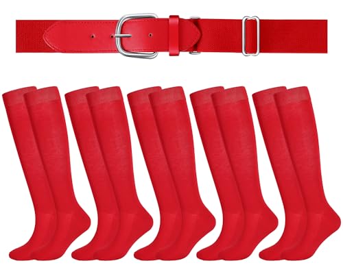 Image of Haysandy Baseball or Softball Sock and Belt Combo Set 5 Football Baseball Socks with Softball Belt for Kids Youth Boys