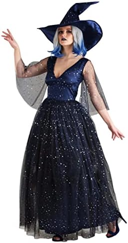 Adult Witch Costume | Sparkly Blue Sorceress Dress, Halloween Out...