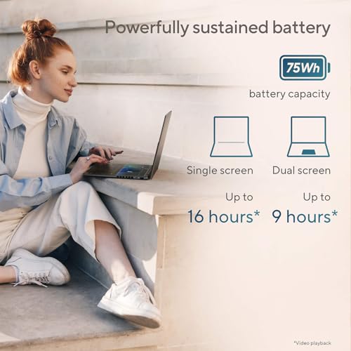 Image of ASUS Zenbook Duo Laptop, Dual 14 inch OLED WUXGA Touchscreen Display, Intel Core Ultra 9 285H, Intel Arc Graphics, 32GB RAM, 2TB SSD, WiFi 7, Thunderbolt 4, Detachable KB, Windows 11, w /1TB Portable HDD