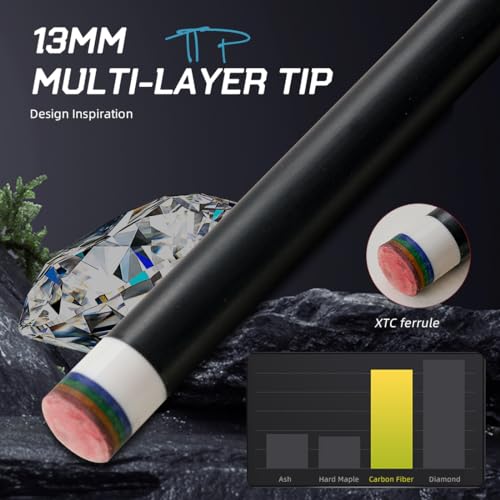 Taco de billar de fibra de carbono 58 pulgadas con extensión ajustable miniatura 4