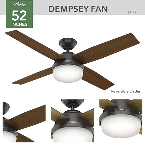 Hunter Fan Company 59446 Dempsey Hunter 52" Indoor Ceiling Fan with Light, Noble Bronze Finish thumbnail 5