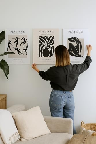 Image of Yellow Town India Vintage Botany Art Prints | Pack of 3 Premium A3 Posters with Wall Friendly Adhesive | Perfect for Bedroom, Living Room, Office & Study Desk Wall, Hostel & Dorm Decor | 300 GSM (Black Matisse)