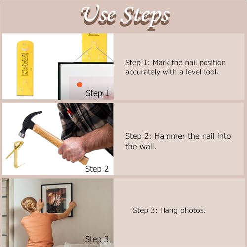 Image of 40PCS 50lbs Heavy Duty Picture Hangers, Metal Picture Hanging Hooks with Nails, Heavy Picture Hanging Hardware for Mirrors, Photos, Clocks, Artwork and Home Decoration