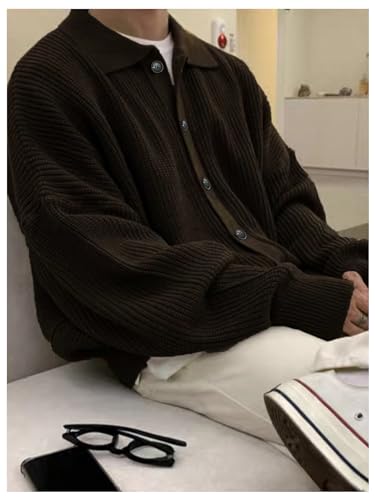 Floerns Men's Fall Cozy Light Long Sleeve Button Down Drop Shoulder Knitwear Cardigan Sweaters4