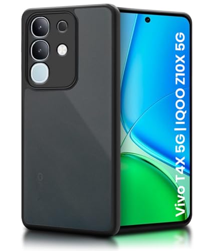 Image of WOW IMAGINE Translucent Hybrid Back Case Cover for Vivo T4x 5G | iQoo Z10x 5G | Vivo Y31 Pro 5G Smoked Matte Back | Shock Proof 360 Degree Protection | Protective Hard Case - Matte Black