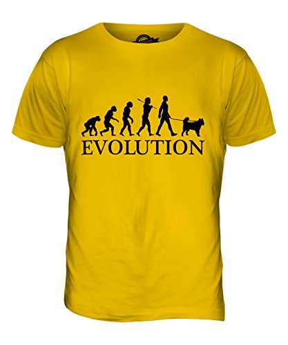 Alaska Malamuten Evolution of Man - Camiseta Hombre Camiseta Top - algodón, Color Caramelo, 100% Ringspun 100% Machine 100% algodón, Hombre, Mediana
