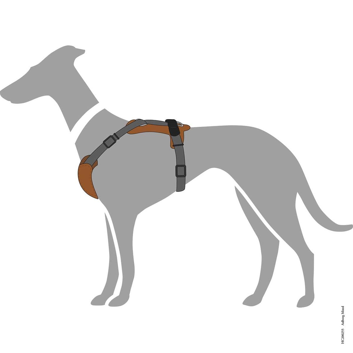 HUNTER Hundegeschirr AALBORG MIXED, Farbe: cognac/grau, Rindsleder/Nylon, 5-fach verstellbar, leicht, mit Kunststoffschnallen, Made in Germany, Größe: M