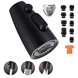Kitchen Faucet Head Replacement:Stainless Steel Spray Head,3 Modes Pull Out Spray Nozzle with 9 Adapters for Kitchen Sink Faucet,Compatible with Moen Kohler Kitchen Faucets G1/2,Oiled Rubbed Bronze