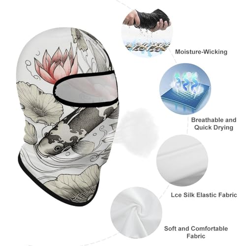 Máscara facial de pasamontaña con diseño de hojas de carpa japonesa para hombre y mujer, protección solar, transpirable, cubre todo el cabeza para senderismo, ciclismo, running y conducción miniatura 3