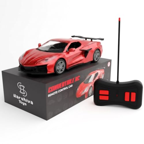 Image of Convertible Remote Control Car for Kids | Rechargeable RC Car with 2+ Hours Playtime | Manually Openable Doors & Roof | Made in India (Candy Red)