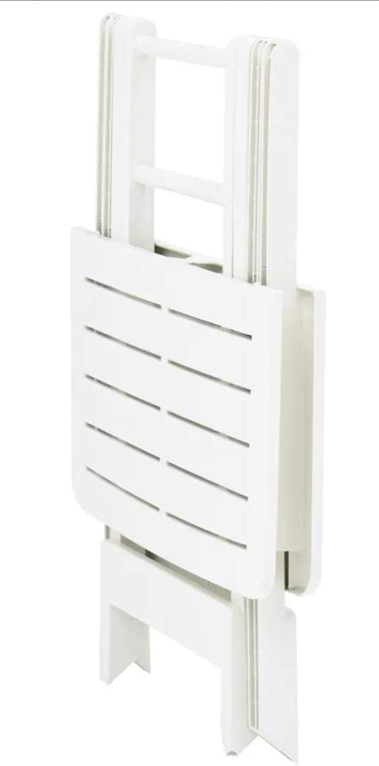 Tomaino - Table en plastique pliable pour intérieur et extérieur - Table de jardin effet bois 79 x 72 cm (blanc)